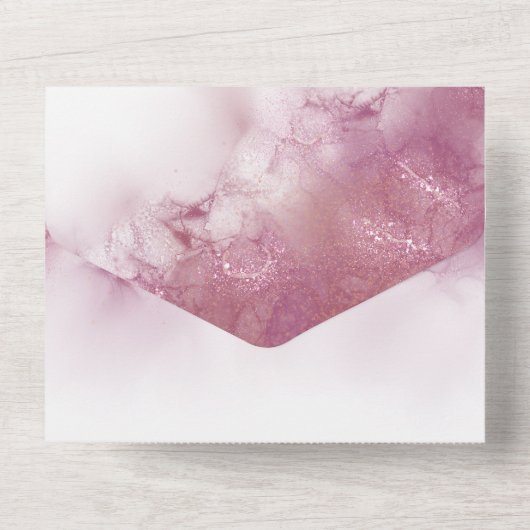 Moderne waterverf voor drivoudig huwelijk all in one uitnodiging (Achterkant)