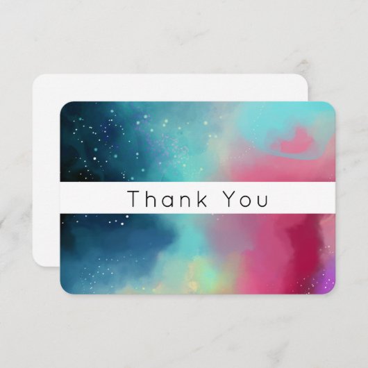 Moderne Waterverf voor groene en rode nebula Abstr Bedankkaart (Voorkant / Achterkant)