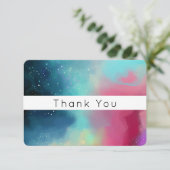 Moderne Waterverf voor groene en rode nebula Abstr Bedankkaart (Staand voorkant)