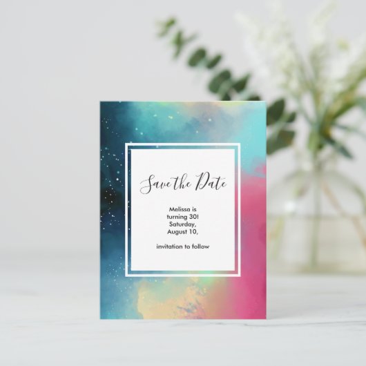 Moderne Waterverf voor groene en rode ruimte Briefkaart (Staand voorkant)