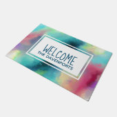 Moderne Waterverf voor groene en rode ruimte Deurmat (Schuin)