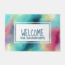 Moderne Waterverf voor groene en rode ruimte Deurmat