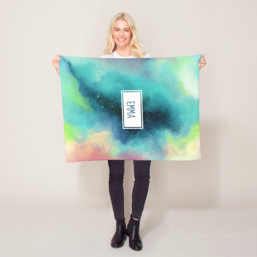 Moderne Waterverf voor groene en rode ruimte Fleece Deken (In situ)