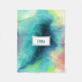 Moderne Waterverf voor groene en rode ruimte Fleece Deken