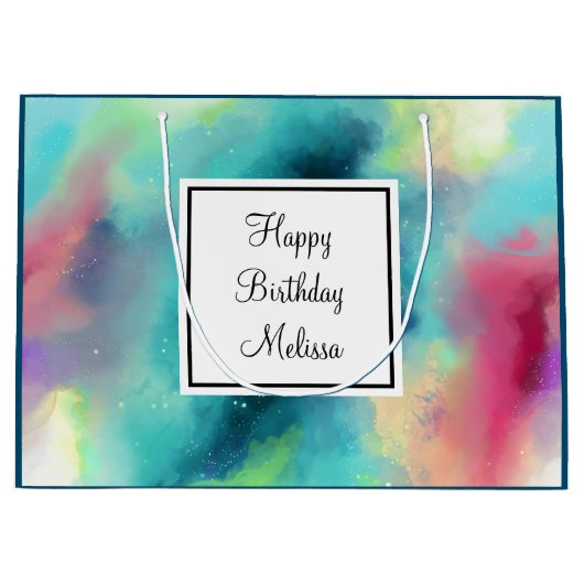 Moderne Waterverf voor groene en rode ruimte Groot Cadeauzakje (Voorkant)