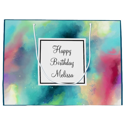 Moderne Waterverf voor groene en rode ruimte Groot Cadeauzakje (Achterkant)