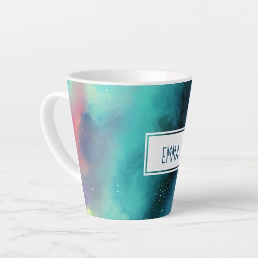 Moderne Waterverf voor groene en rode ruimte Latte Mok (Linkerhoek)