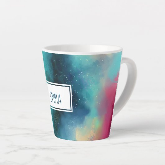 Moderne Waterverf voor groene en rode ruimte Latte Mok (Rechterhoek)