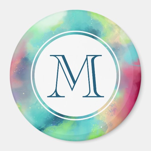 Moderne Waterverf voor groene en rode ruimte Magneet (Voorkant)