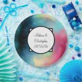 Moderne Waterverf voor groene en rode ruimte Papieren Bordje (Feest)