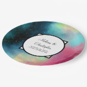 Moderne Waterverf voor groene en rode ruimte Papieren Bordje (Gekanteld)