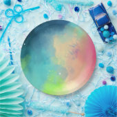 Moderne Waterverf voor groene en rode ruimte Papieren Bordje (Feest)