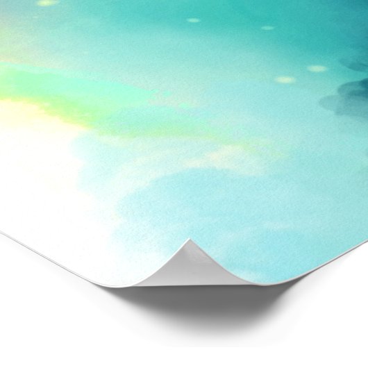 Moderne Waterverf voor groene en rode ruimte Poster (Hoek)