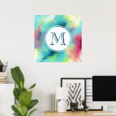 Moderne Waterverf voor groene en rode ruimte Poster (Thuiskantoor)