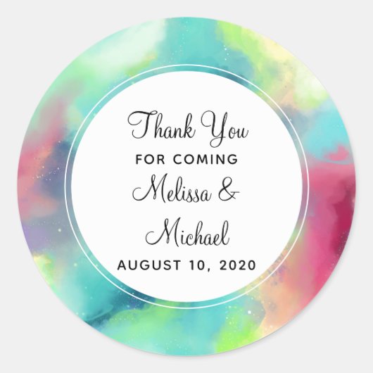 Moderne Waterverf voor groene en rode ruimte Ronde Sticker (Voorkant)