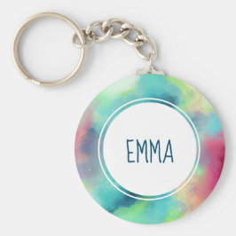 Moderne Waterverf voor groene en rode ruimte Sleutelhanger