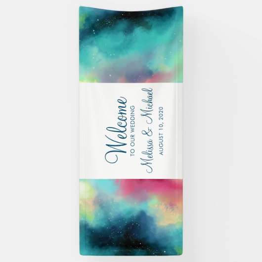 Moderne Waterverf voor groene en rode ruimte Spandoek (Verticaal)