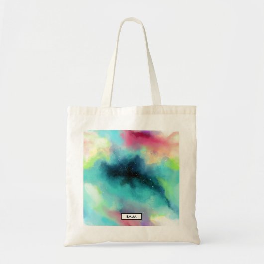 Moderne Waterverf voor groene en rode ruimte Tote Bag (Voorkant)