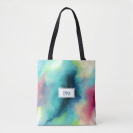Moderne Waterverf voor groene en rode ruimte Tote Bag