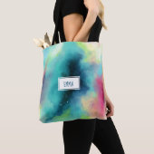 Moderne Waterverf voor groene en rode ruimte Tote Bag (Dichtbij)