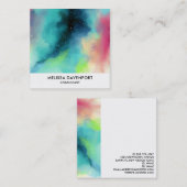Moderne Waterverf voor groene en rode ruimte Vierkante Visitekaartje (Voorkant / Achterkant)
