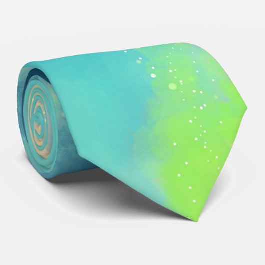 Moderne Waterverf voor groene ruimte-nebula Stropdas (Opgerold)