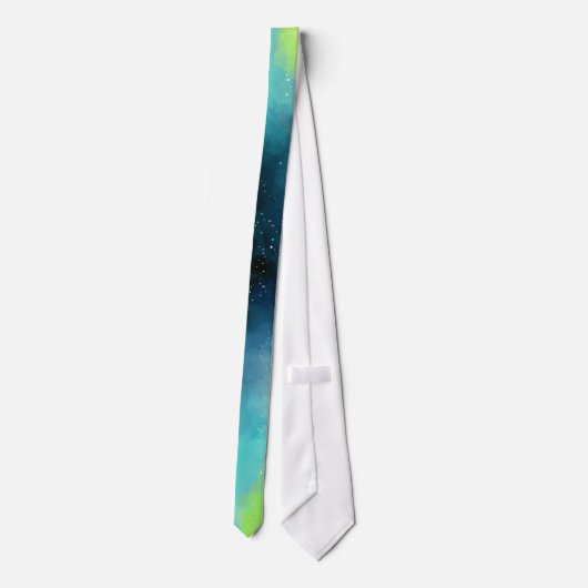 Moderne Waterverf voor groene ruimte-nebula Stropdas (Achterkant)