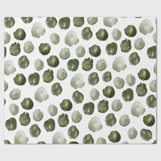 Moderne Waterverf voor kerstmis Groene Stippen Cadeaupapier (Vlak)
