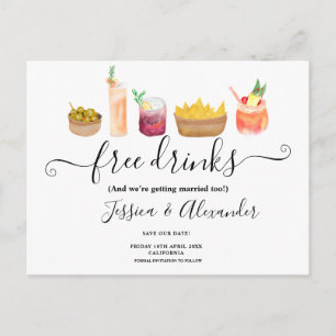 Moderne waterverf voor snacks, cocktails, behalve  briefkaart