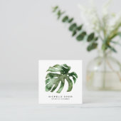 Moderne Waterverf voor tropisch groen leder Vierkante Visitekaartje (Staand voorkant)