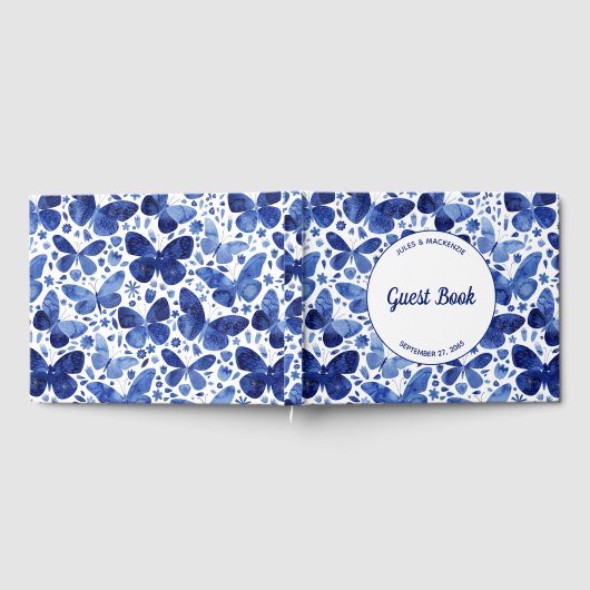 Moderne Waterverf voor vlinder blauw Gastenboek (Volledig)