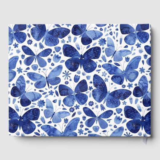 Moderne Waterverf voor vlinder blauw Gastenboek (Achterkant)