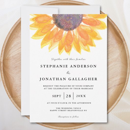 Moderne Waterverf voor zonnebloemen Kaart