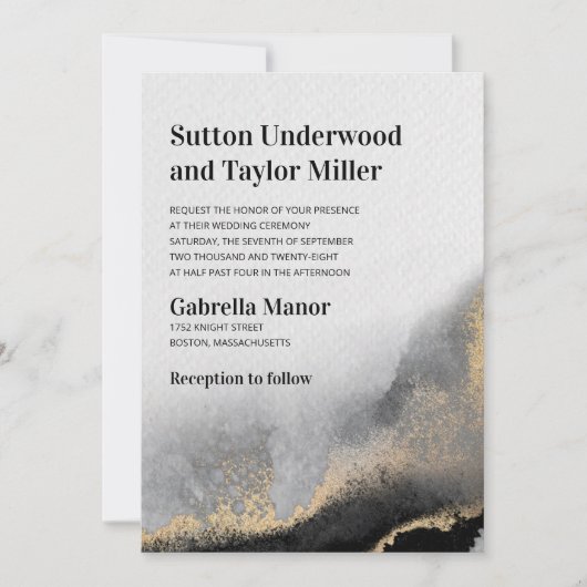 Moderne Waterverf voor zwart en goud Kaart (Voorkant)