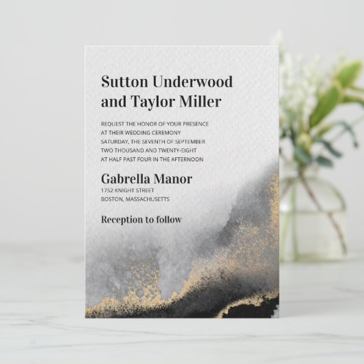 Moderne Waterverf voor zwart en goud Kaart (Staand voorkant)