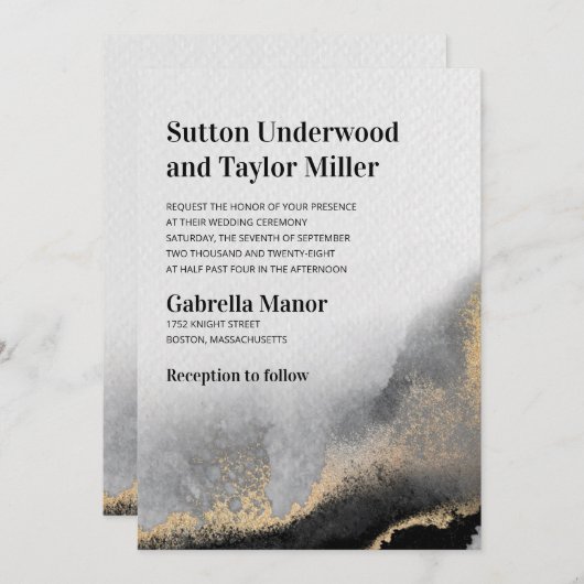 Moderne Waterverf voor zwart en goud Kaart (Voorkant / Achterkant)