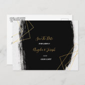 Moderne Waterverf voor zwart en goud opslaan Datum Aankondigingskaart (Voorkant / Achterkant)