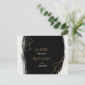 Moderne Waterverf voor zwart en goud opslaan Datum Aankondigingskaart (Staand voorkant)