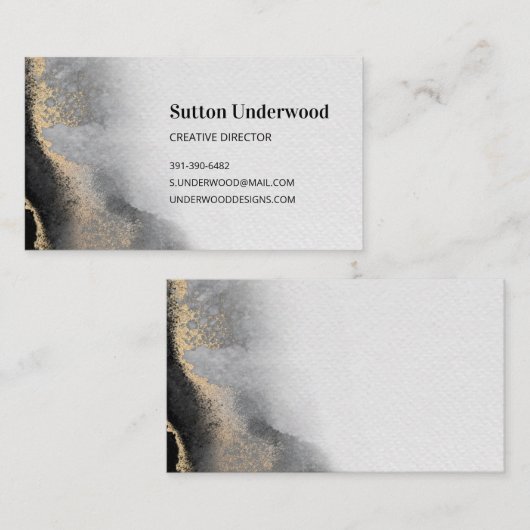 Moderne Waterverf voor zwart en goud Visitekaartje (Voorkant / Achterkant)