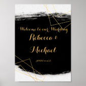 Moderne Waterverf voor zwart-wit en goud - Geometr Poster (Voorkant)