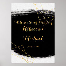 Moderne Waterverf voor zwart-wit en goud - Geometr Poster