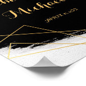 Moderne Waterverf voor zwart-wit en goud - Geometr Poster (Hoek)