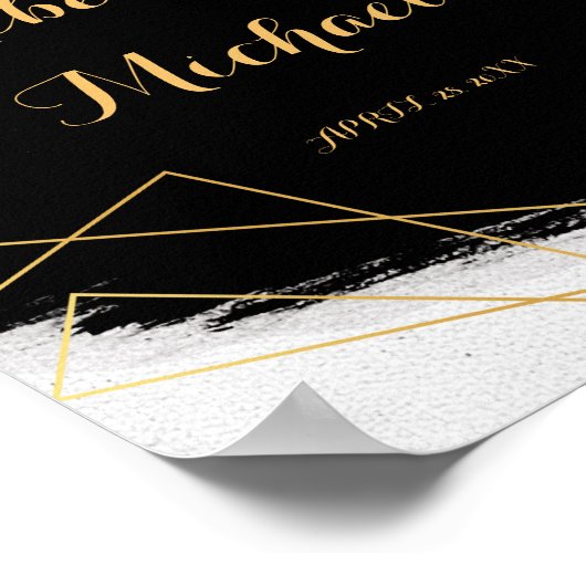 Moderne Waterverf voor zwart-wit en goud - Geometr Poster (Hoek)