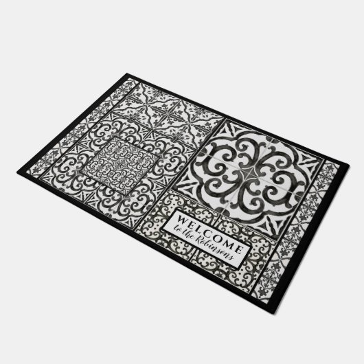 Moderne Waterverf voor zwarte en witte broederij Deurmat (Schuin)