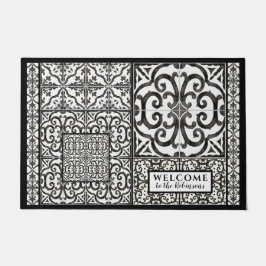 Moderne Waterverf voor zwarte en witte broederij Deurmat