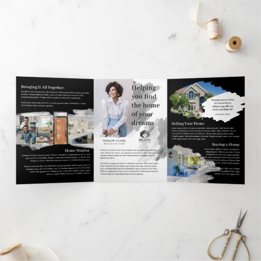 Moderne Waterverf Vooraan - Estate-marketing Drieluik Kaart (Binnen)