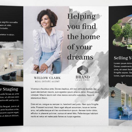 Moderne Waterverf Vooraan - Estate-marketing Drieluik Kaart (Binnenkant midden)