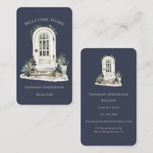 Moderne Waterverf voordeur onroerend goed makelaar Visitekaartje (Voorkant / Achterkant)