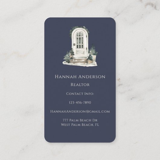 Moderne Waterverf voordeur onroerend goed makelaar Visitekaartje (Achterkant)