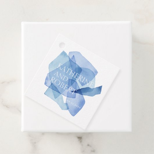 Moderne Waterverf Vormen Bruiloft Monogram Bedankjes Labels (In situ)